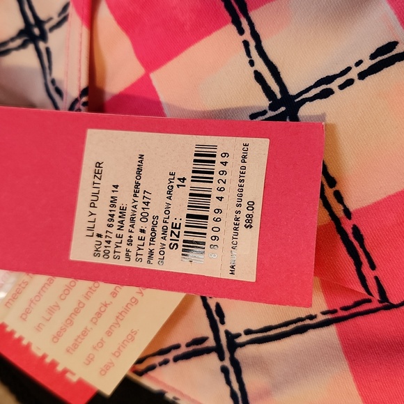 Lilly Pulitzer Reid Shorts Pink Argyle "Glow and Flow" Golf Luxletic Zip sz 14 - Picture 3 of 13